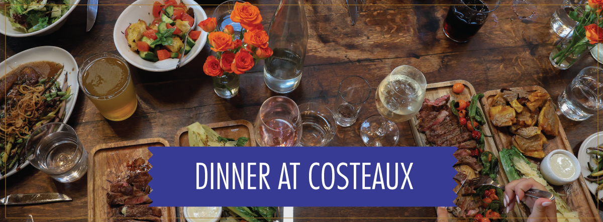 Dinner at Costeaux in Healdsburg is available starting at 3 p.m. Reservations are recommended (not required). The bistro inspired menu is perfect for an evening in Healdsburg. Chef Jorge updates the menu to embrace the seasonal produce of local farms.